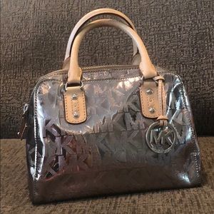 Michael Kors MK Authentic Silver Metallic Handbag